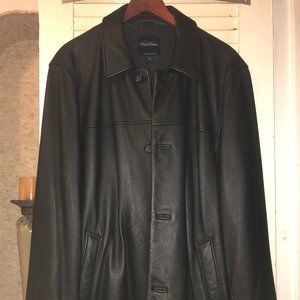 Brooks Brothers Genuine Black Leather Jacket, Large, Men
